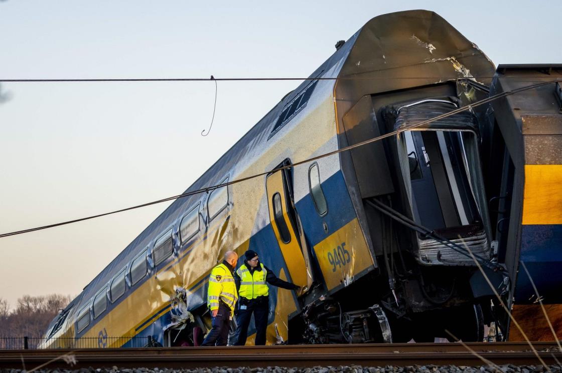 Emergency services work at the site of a derailed night train in Voorschoten, the Netherlands, April 4, 2023. (AFP Photo)