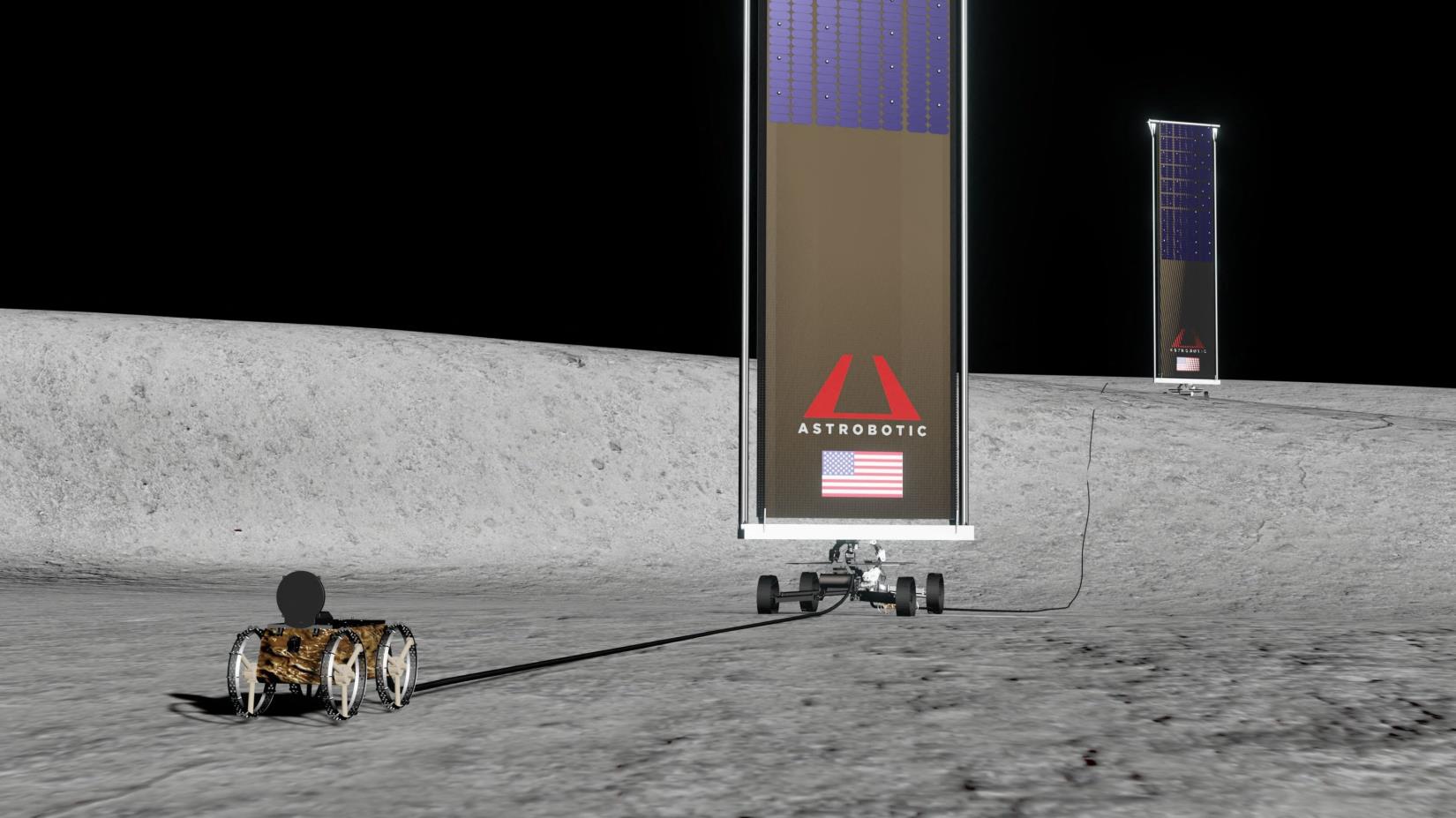 An artistic illustration shows a power generation and distribution service developed for the moon. (AFP Photo)