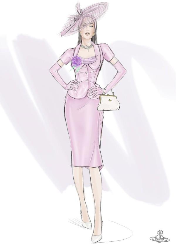  A sketch of Katy Perry’s Vivienne Westwood look for the ceremony, shared with Vogue. 